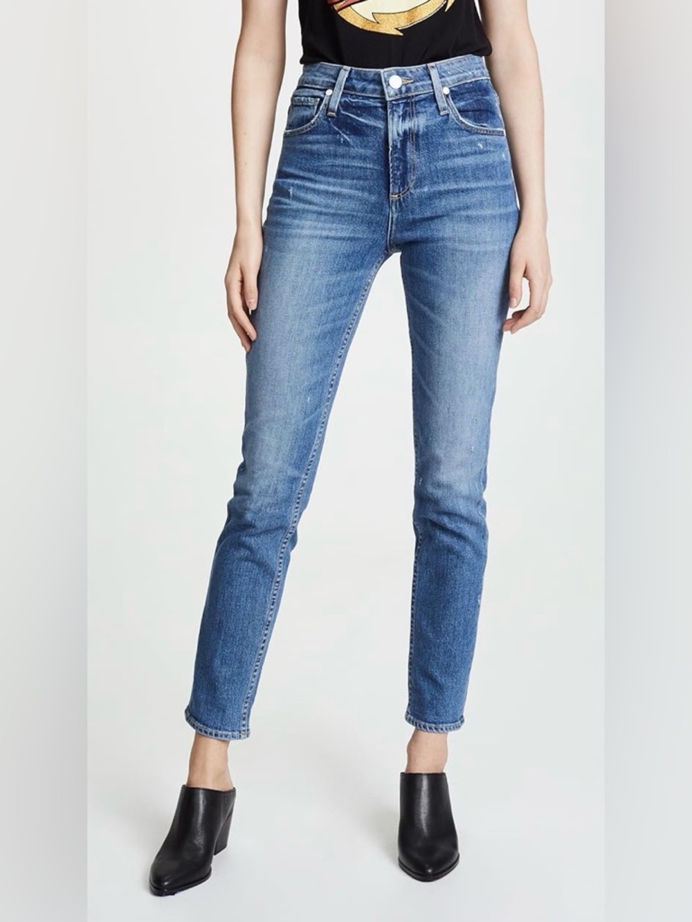 Paige Denim High Rise Sarah Slim Jeans — Embarcadero — Size 27